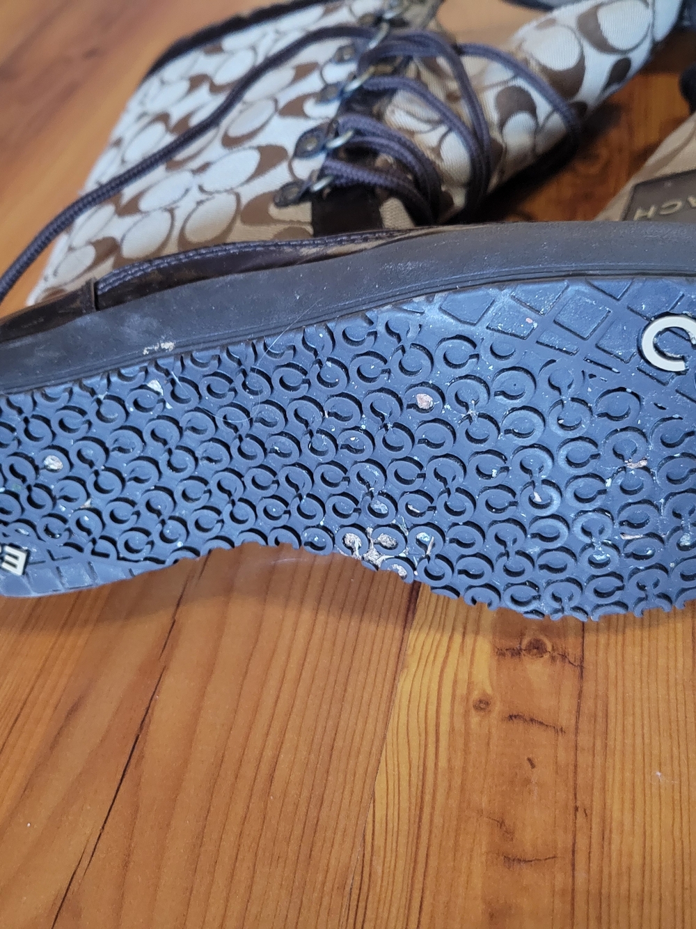 COACH Signature Lace-Up Winter Boots - Beige/Brown - Picture 3 of 3